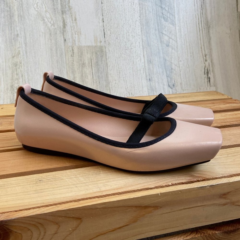 Melissa Blush Pink and Black Mary Jane Flats
